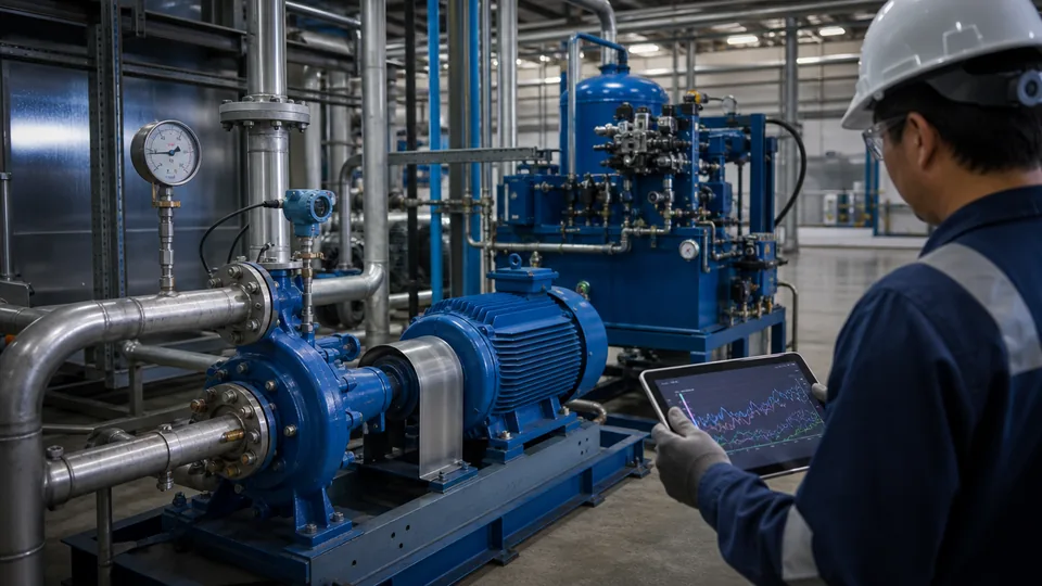 Pump pressure monitoring with mechanical gauge and pressure transmitter for predictive maintenance