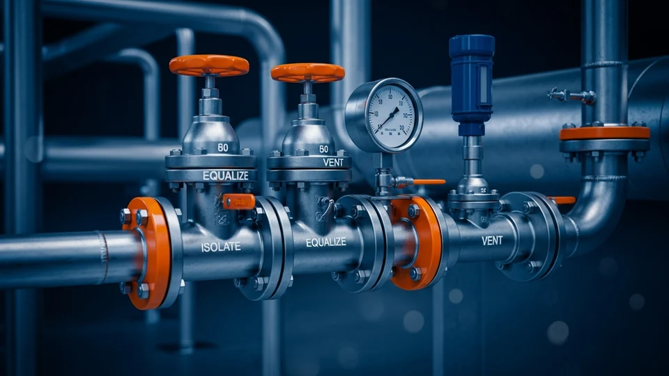 Schematic of a 3-valve manifold for DP gauge