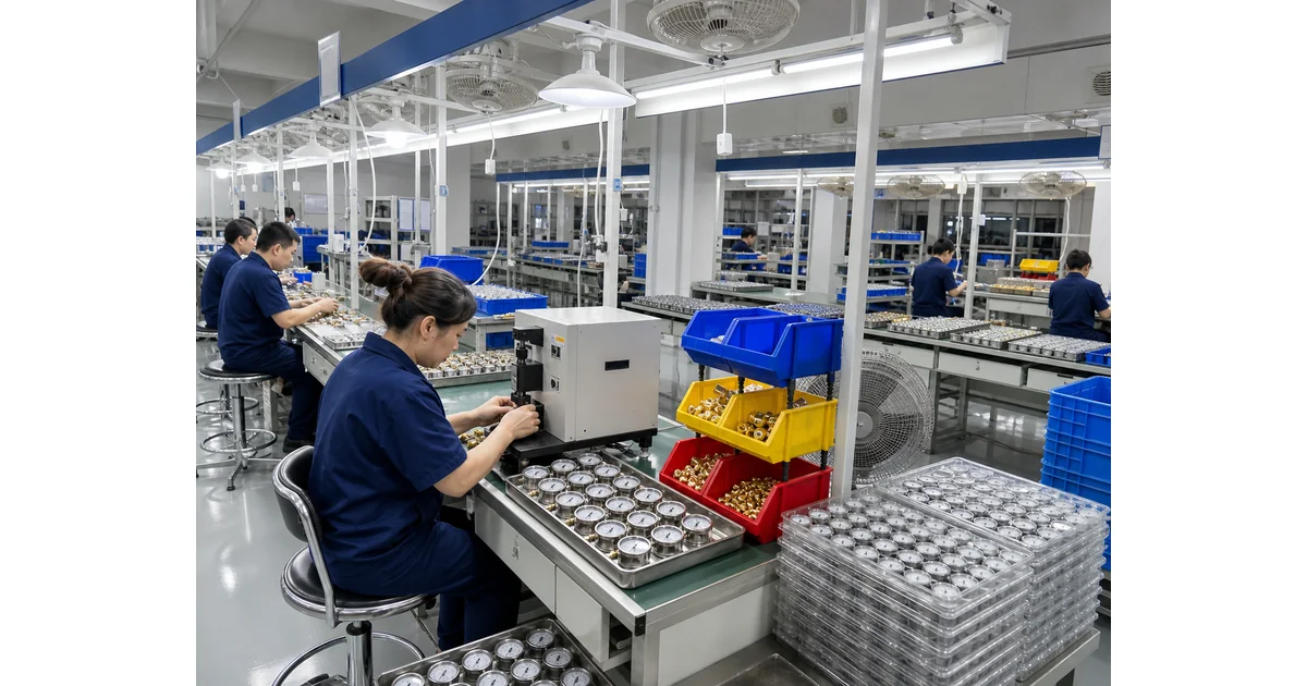 Manogauge factory production environment for industrial pressure gauge manufacturing