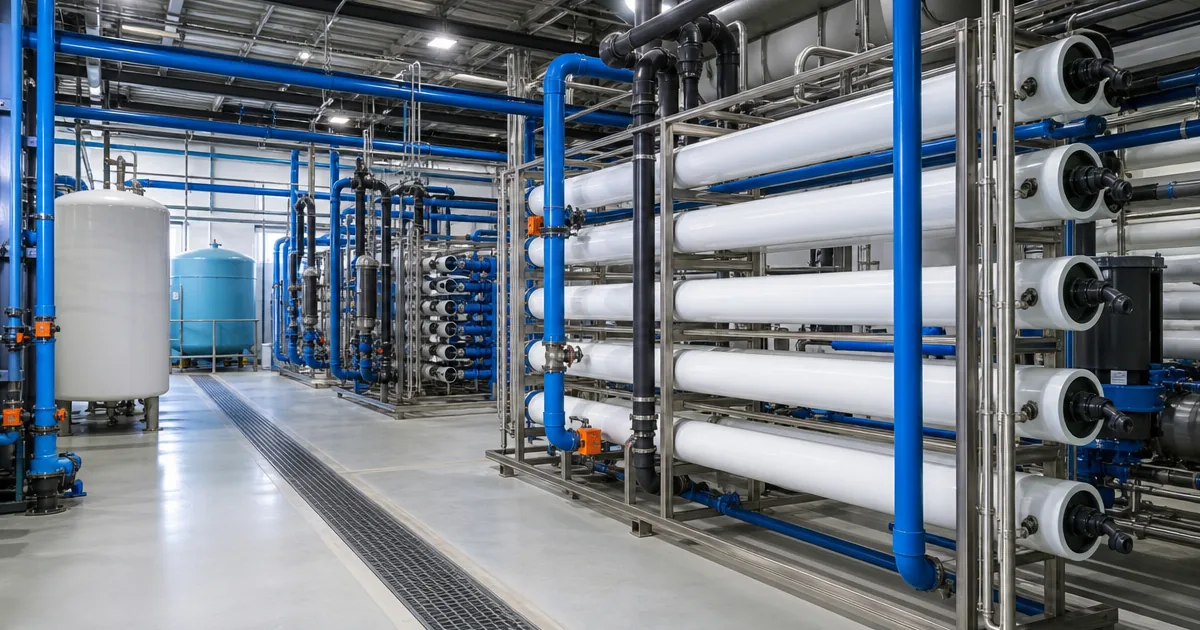 Industrial wastewater membrane filtration plant with UF and RO membrane skids for reuse treatment
