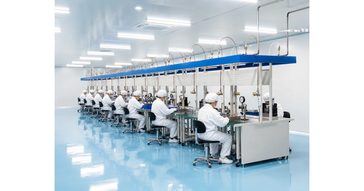 Manogauge factory production environment for industrial pressure gauge manufacturing