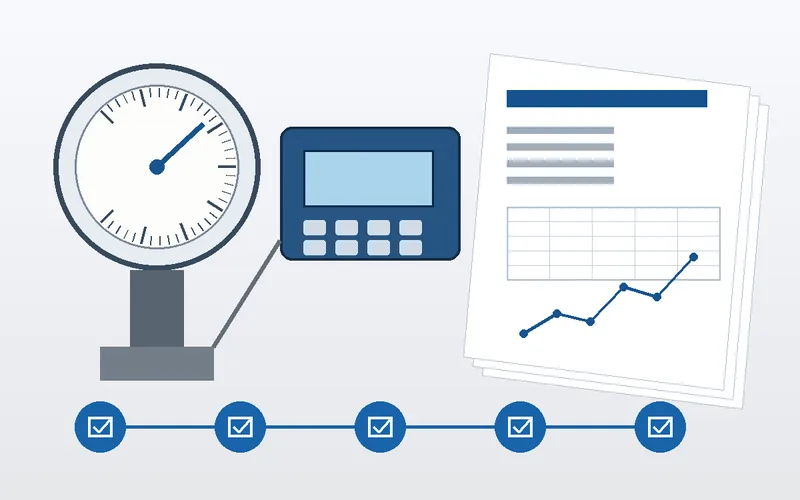 Pressure gauge factory acceptance test certificate evidence package with traceability chain and reference instrument