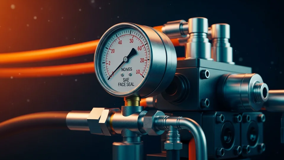 Oil-filled hydraulic pressure gauge with high-pressure connection for pump and compressor monitoring