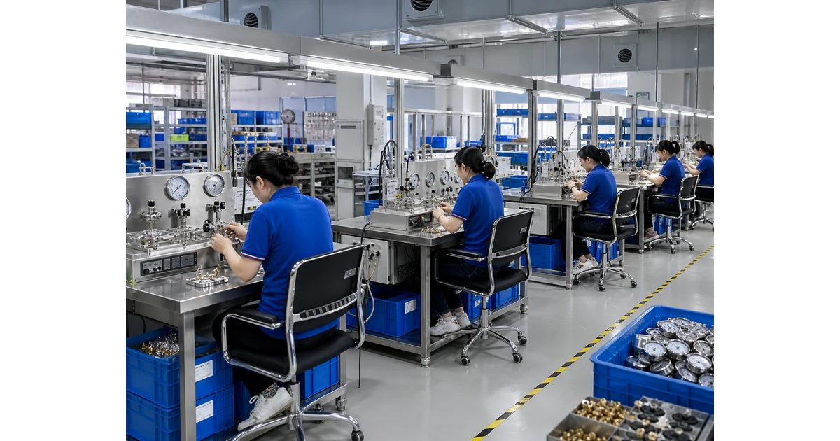 Manogauge factory production environment for industrial pressure gauge manufacturing