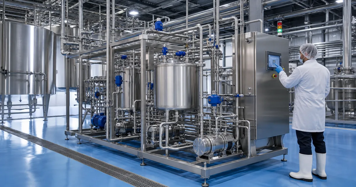 Smart CIP sanitary pressure monitoring scene in a food and beverage automation plant