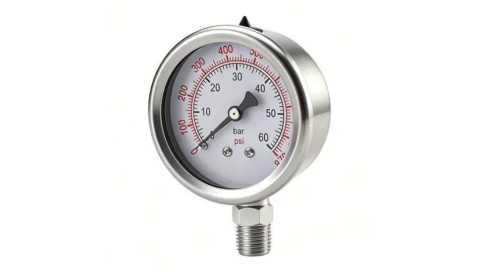 Processed stainless steel pressure gauge product image for thermal oil pressure gauge selection
